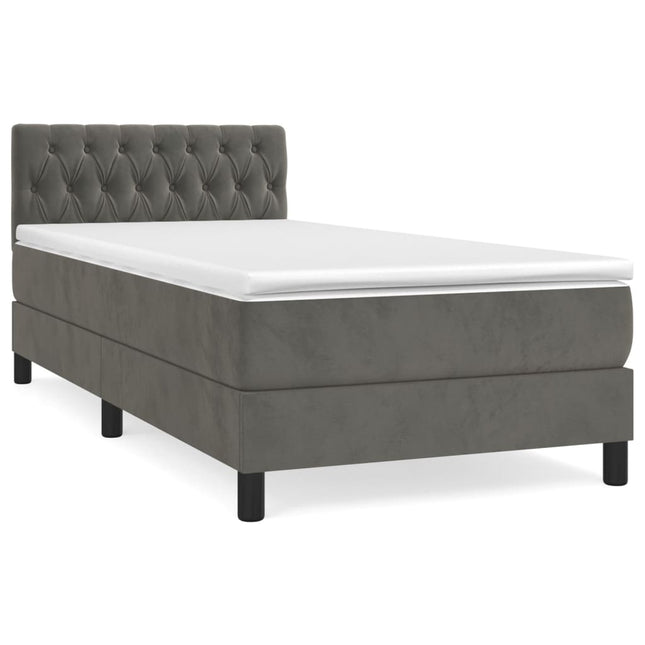 Giroletto a Molle con Materasso Grigio Scuro 90x190 cm Velluto