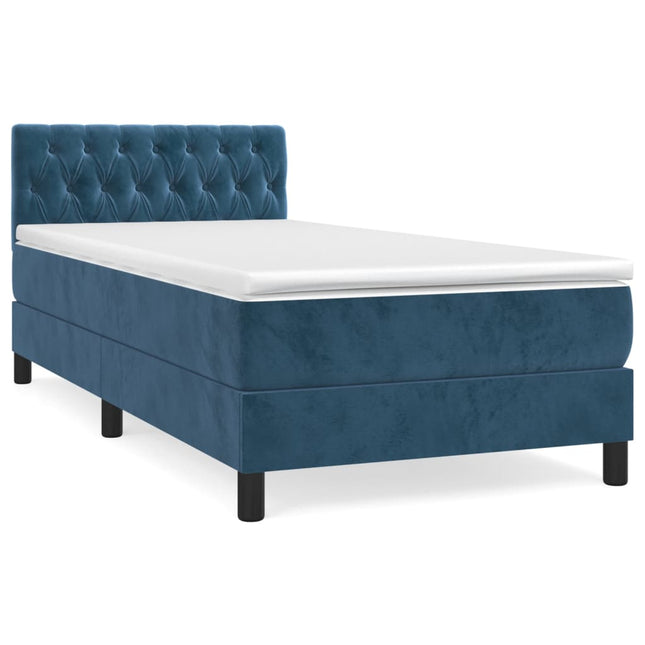 Giroletto a Molle con Materasso Blu Scuro 90x200 cm in Velluto