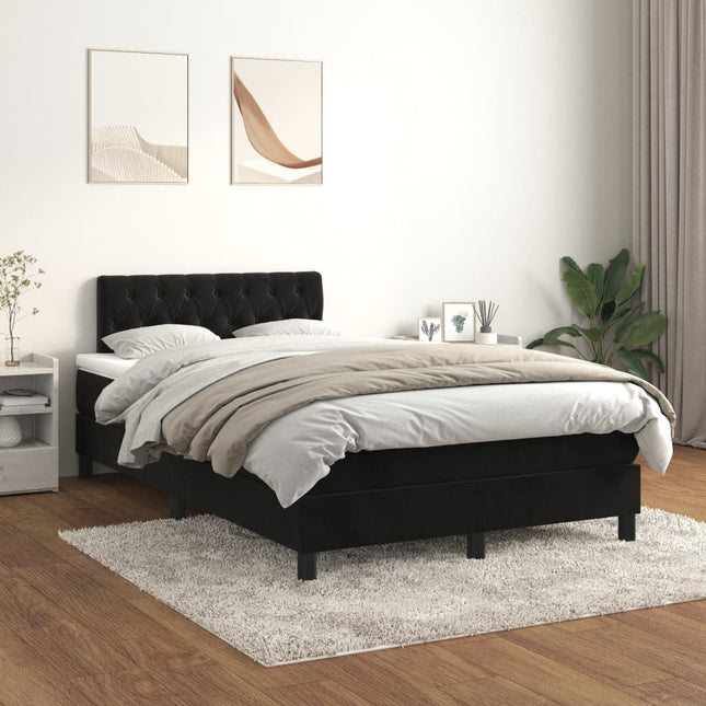 Giroletto a Molle con Materasso Nero 120x200 cm in Velluto