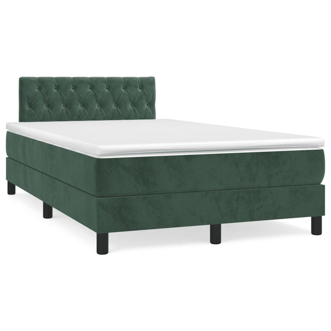 Giroletto a Molle con Materasso Verde Scuro 120x200 cm Velluto