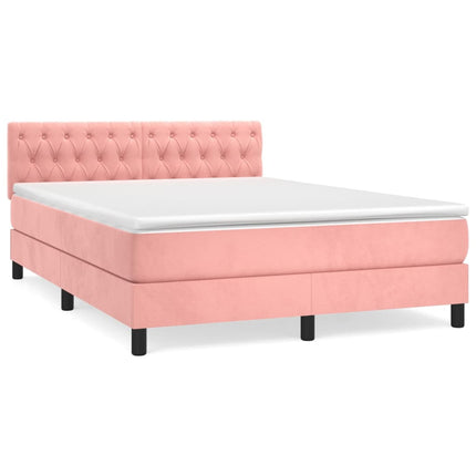 Giroletto a Molle con Materasso Rosa 140x190 cm in Velluto