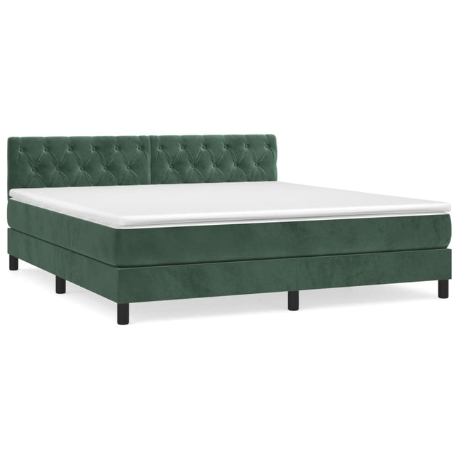 Giroletto a Molle con Materasso Verde Scuro 160x200 cm Velluto