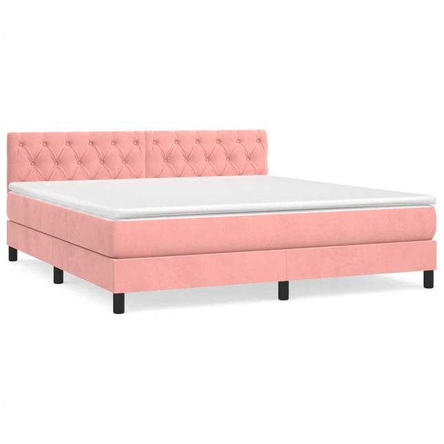 Giroletto a Molle con Materasso Rosa 160x200 cm in Velluto