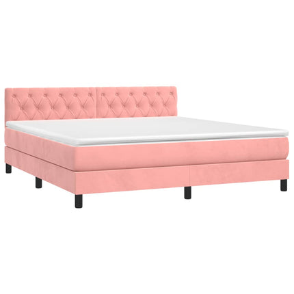 Giroletto a Molle con Materasso Rosa 160x200 cm in Velluto