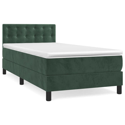 Giroletto a Molle con Materasso Verde Scuro 80x200 cm Velluto