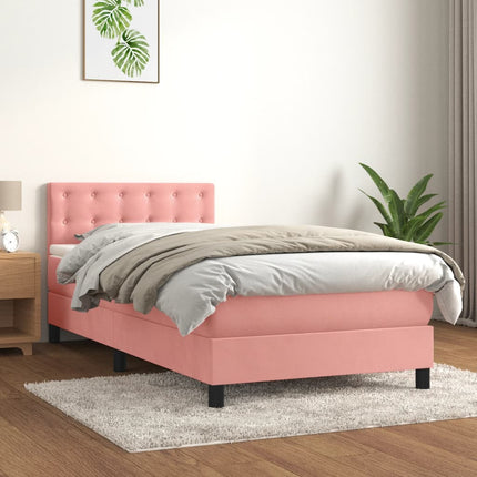 Giroletto a Molle con Materasso Rosa 80x200 cm in Velluto