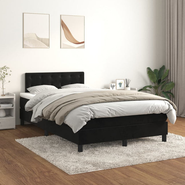Giroletto a Molle con Materasso Nero 120x200 cm in Velluto