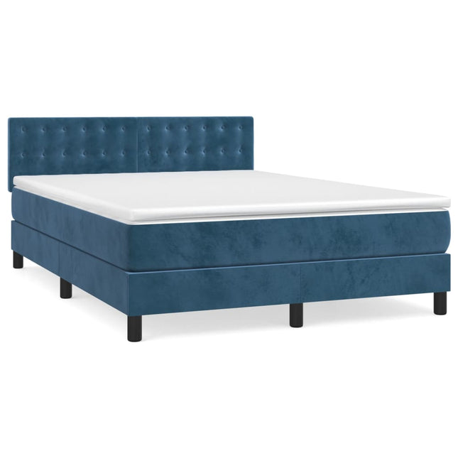 Giroletto a Molle con Materasso Blu Scuro 140x190 cm in Velluto