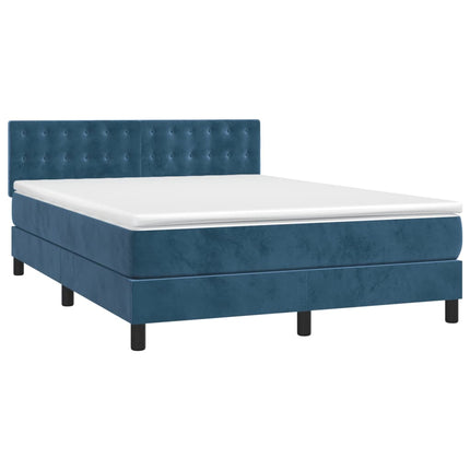Giroletto a Molle con Materasso Blu Scuro 140x190 cm in Velluto