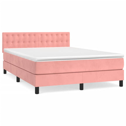 Giroletto a Molle con Materasso Rosa 140x200 cm in Velluto