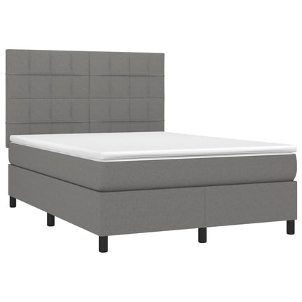 Giroletto a Molle con Materasso Grigio Scuro 140x190 cm Tessuto