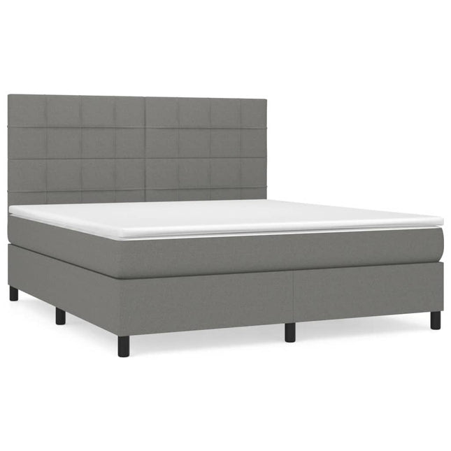 Giroletto a Molle con Materasso Grigio Scuro 180x200 cm Tessuto