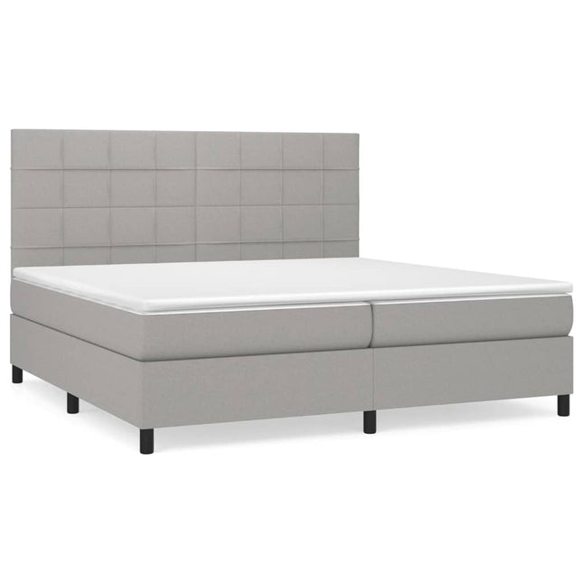 Giroletto a Molle con Materasso Grigio Chiaro 200x200cm Tessuto