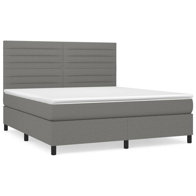 Giroletto a Molle con Materasso Grigio Scuro 160x200 cm Tessuto