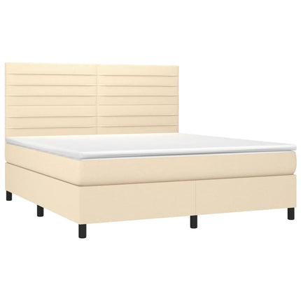 Giroletto a Molle con Materasso Crema 160x200 cm in Tessuto