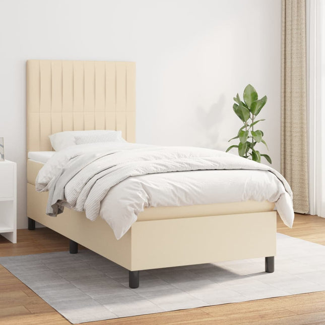 Giroletto a Molle con Materasso Crema 100x200 cm in Tessuto