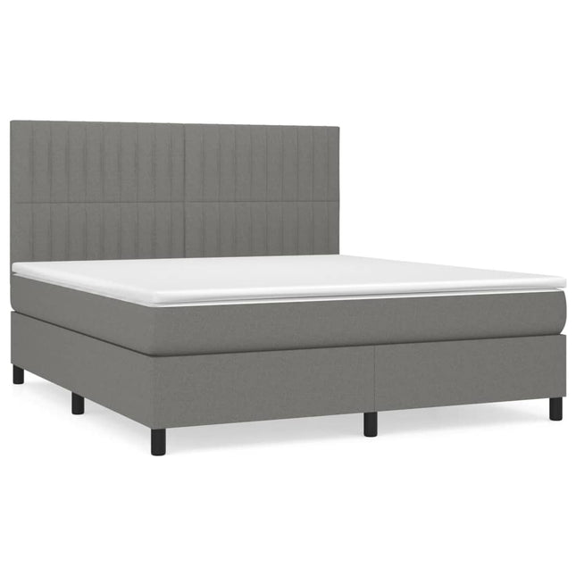 Giroletto a Molle con Materasso Grigio Scuro 160x200 cm Tessuto