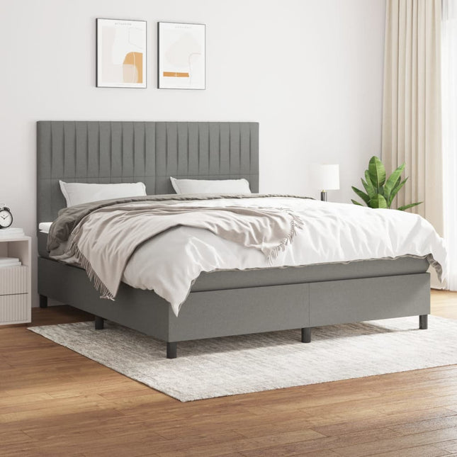 Giroletto a Molle con Materasso Grigio Scuro 180x200 cm Tessuto