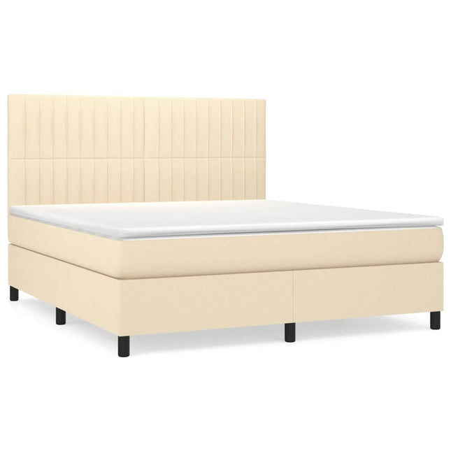 Giroletto a Molle con Materasso Crema 180x200 cm in Tessuto