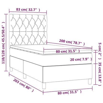 Giroletto a Molle con Materasso Crema 80x200 cm inTessuto
