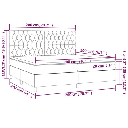 Giroletto a Molle con Materasso Tortora 200x200 cm in Tessuto