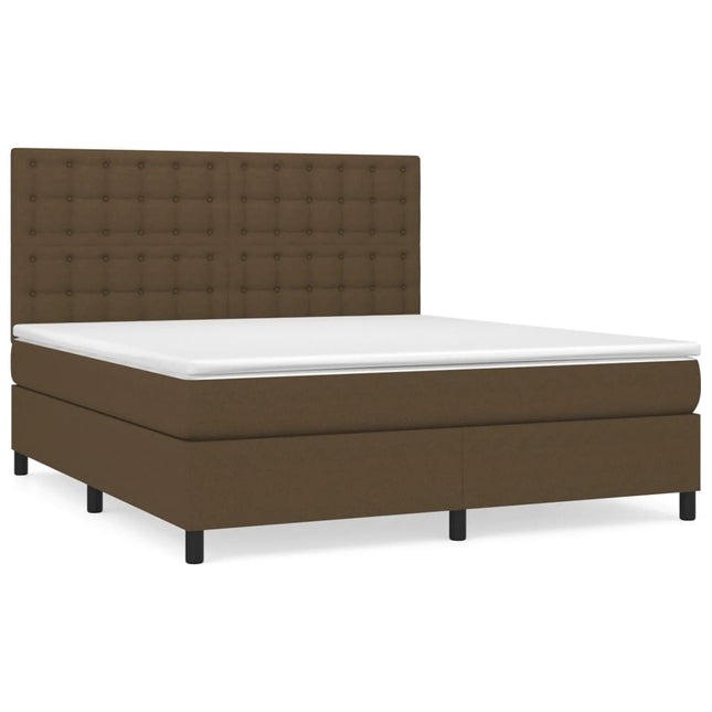 Giroletto a Molle con Materasso Marrone Scuro 180x200cm Tessuto
