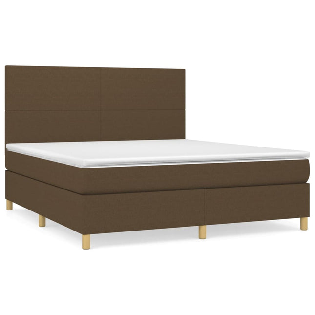 Giroletto a Molle con Materasso Marrone Scuro 160x200cm Tessuto
