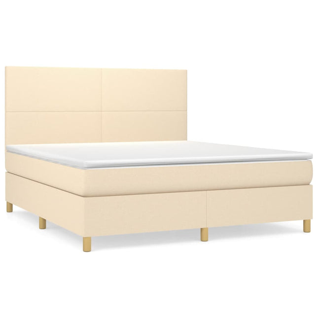 Giroletto a Molle con Materasso Crema 180x200 cm in Tessuto