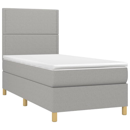 Giroletto a Molle con Materasso Grigio Chiaro 80x200 cm Tessuto