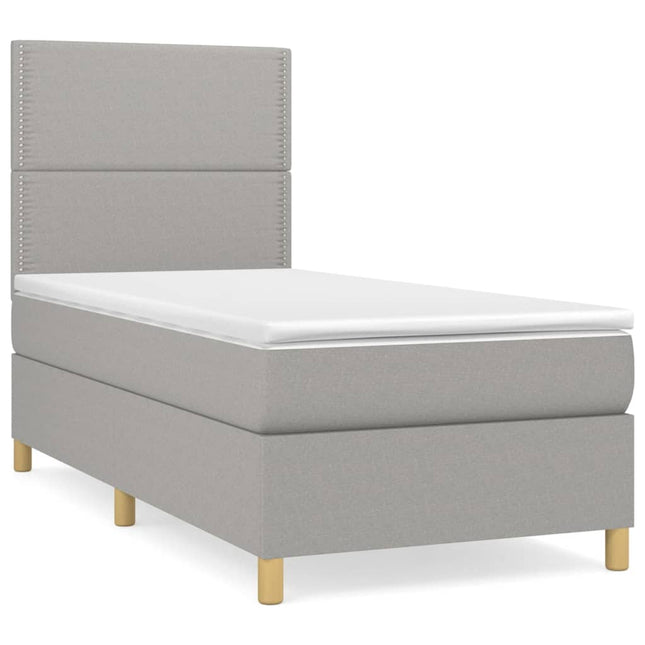 Giroletto a Molle con Materasso Grigio Chiaro 90x190 cm Tessuto