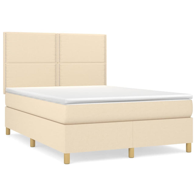 Giroletto a Molle con Materasso Crema 140x19 cm in Tessuto