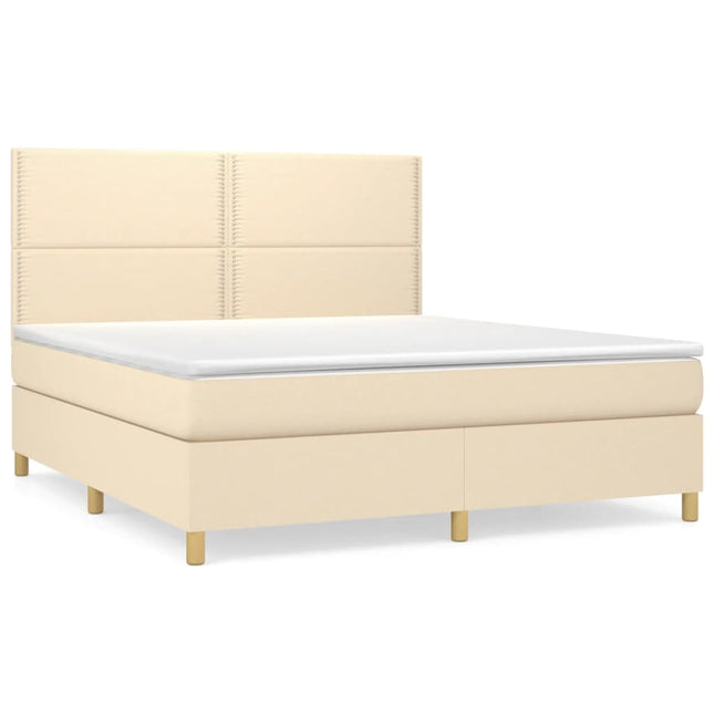 Giroletto a Molle con Materasso Crema 160x200 cm in Tessuto