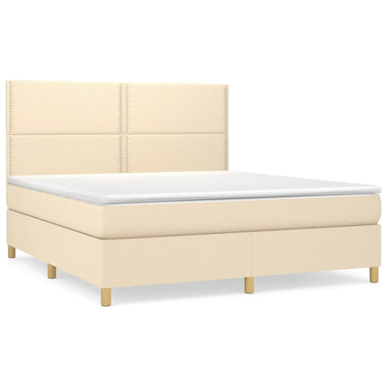Giroletto a Molle con Materasso Crema 180x200 cm in Tessuto