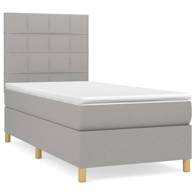 Giroletto a Molle con Materasso Grigio Chiaro 90x190 cm Tessuto