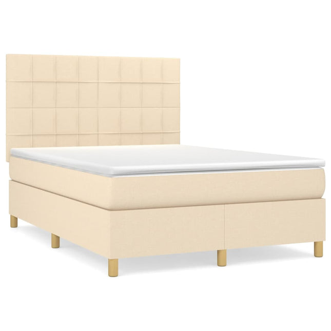 Giroletto a Molle con Materasso Crema 140x200 cm in Tessuto