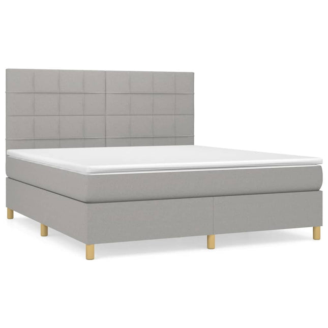 Giroletto a Molle con Materasso Grigio Chiaro160x200 cm Tessuto