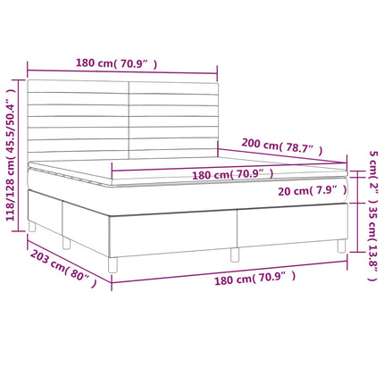Giroletto a Molle con Materasso Tortora 180x200 cm in Tessuto