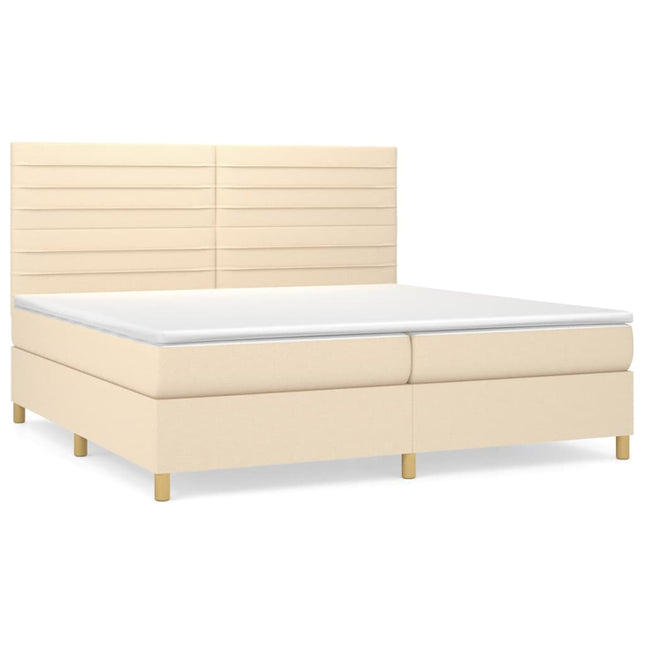 Giroletto a Molle con Materasso Crema 200x200 cm in Tessuto