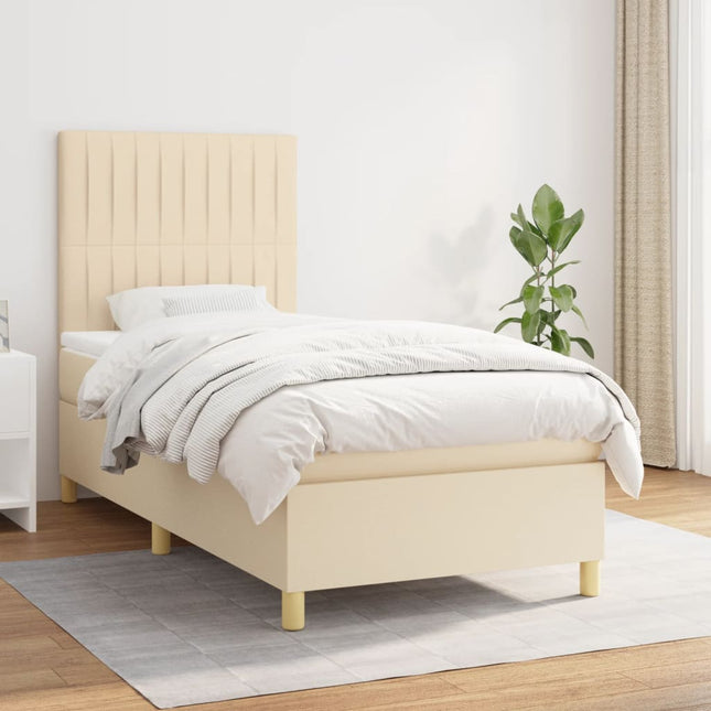 Giroletto a Molle con Materasso Crema 80x200 cm inTessuto