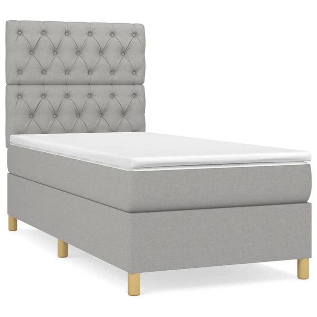 Giroletto a Molle con Materasso Grigio Chiaro 80x200 cm Tessuto