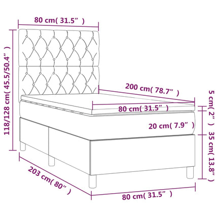 Giroletto a Molle con Materasso Crema 80x200 cm inTessuto