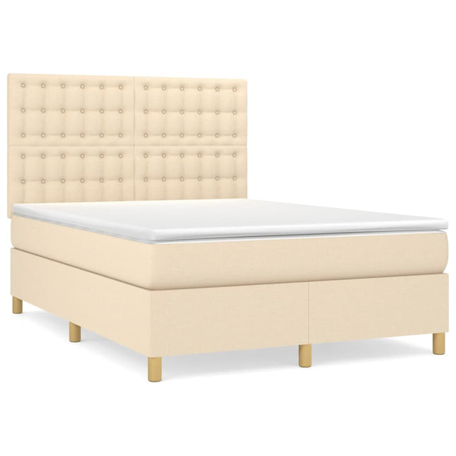 Giroletto a Molle con Materasso Crema 140x19 cm in Tessuto