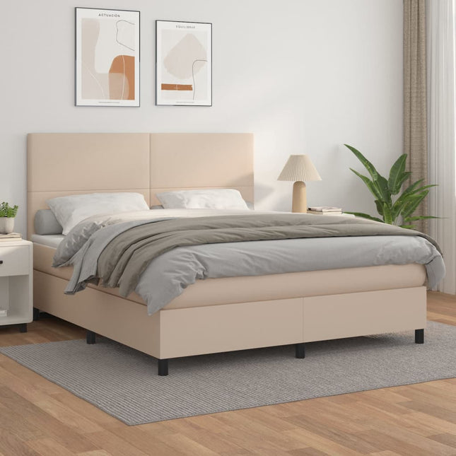 Giroletto a Molle con Materasso Cappuccino 160x200cm Similpelle