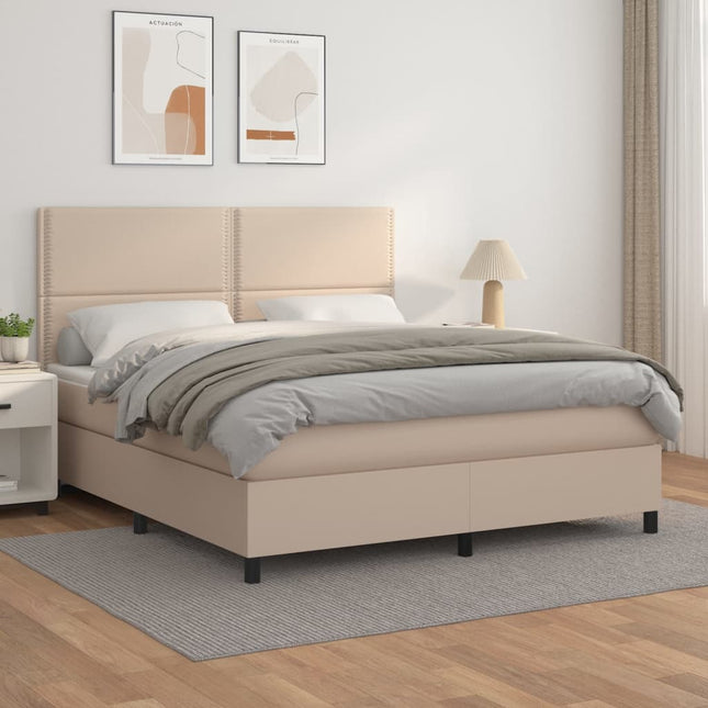Giroletto a Molle con Materasso Cappuccino 160x200cm Similpelle