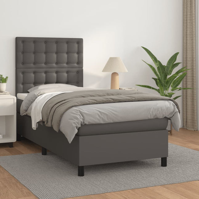 Giroletto a Molle con Materasso Grgio 80x200 cm in Similpelle
