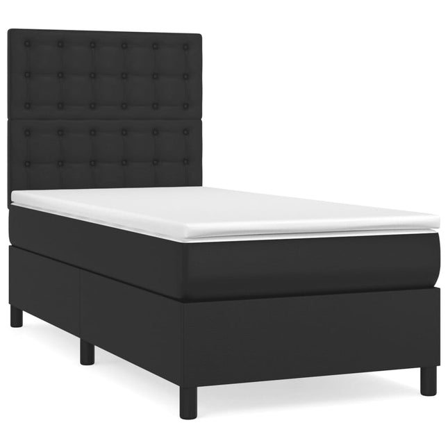 Giroletto a Molle con Materasso Nero 90x200 cm in Similpelle