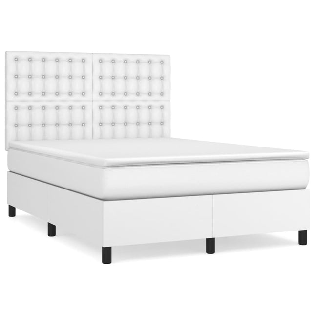 Giroletto a Molle con Materasso Bianco 140x190 cm in Similpelle