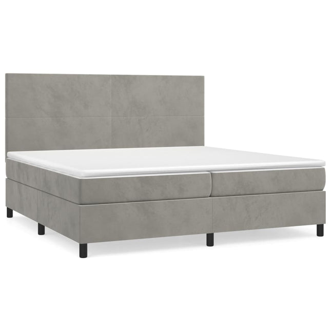 Giroletto a Molle con Materasso Grigio Chiaro 200x200cm Velluto