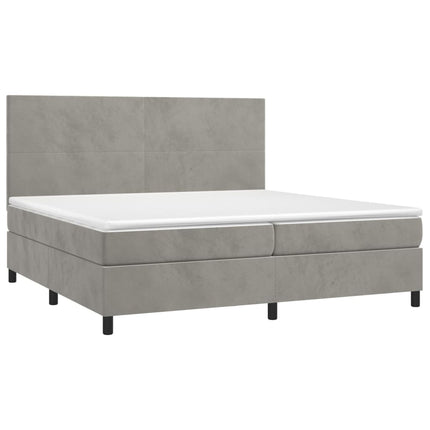 Giroletto a Molle con Materasso Grigio Chiaro 200x200cm Velluto
