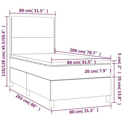 Giroletto a Molle con Materasso Nero 80x200 cm in Velluto